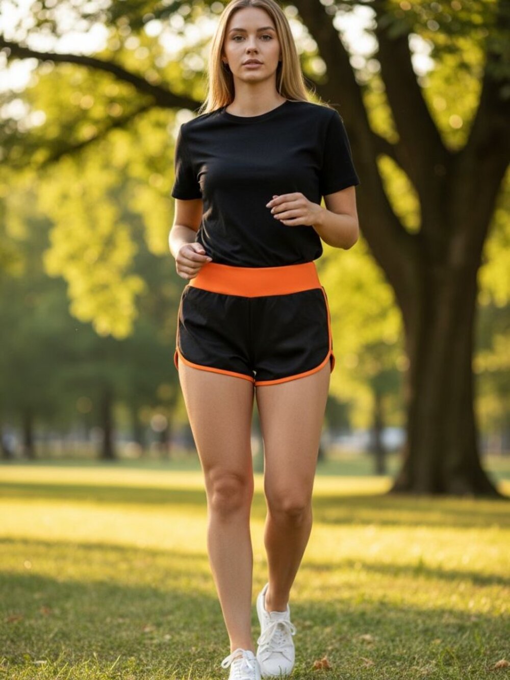 BUZZ Women's Contrast Trim Athletic Running Shorts Size M